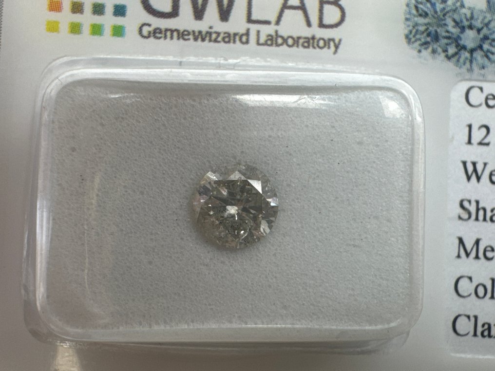 沒有保留價 - 1 pcs 鑽石  (天然)  - 0.51 ct - 圓形 - K(輕微黃色、從正面看是亮白的) - I1 - Gemewizard Gemological Laboratory (GWLab) #1.0