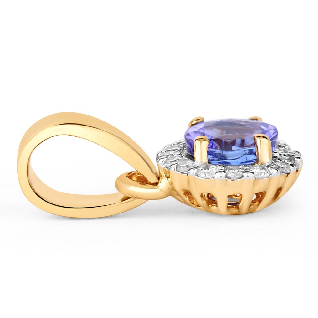 吊坠 - 14K包金 黄金 - 0.36ct. tw. 坦桑石 - 钻石 #3.2