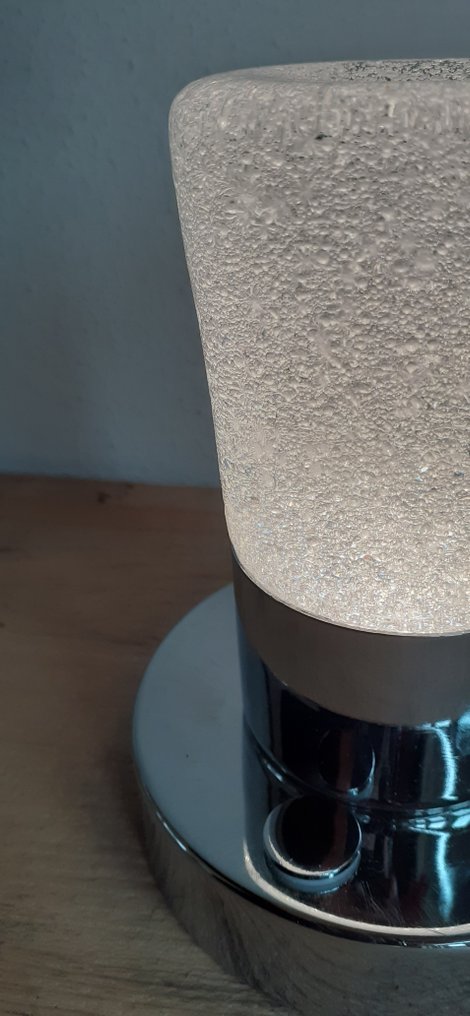 Vermoedelijk Trio Leuchten - 台灯 - 基督 - 大块欧泊/奶油色玻璃和镀铬钢 - 冰泡 #4.3