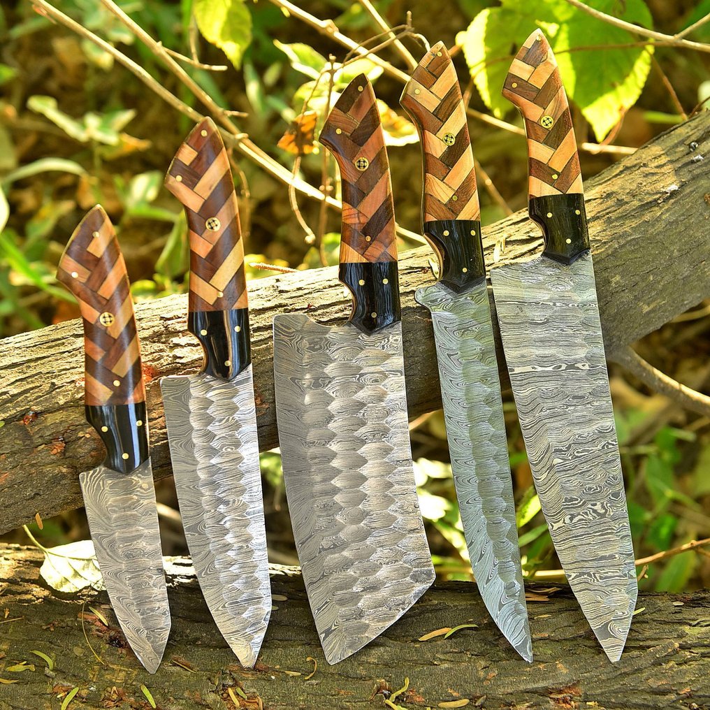 廚刀 - Chef's knife - 折叠钢、橄榄木、木材与树脂 - 北美 #1.0