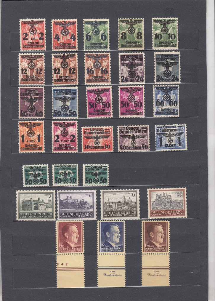 Gobierno general  - Un lote de sellos y una colección de sellos conmemorativos en las tarjetas postales. #3.2