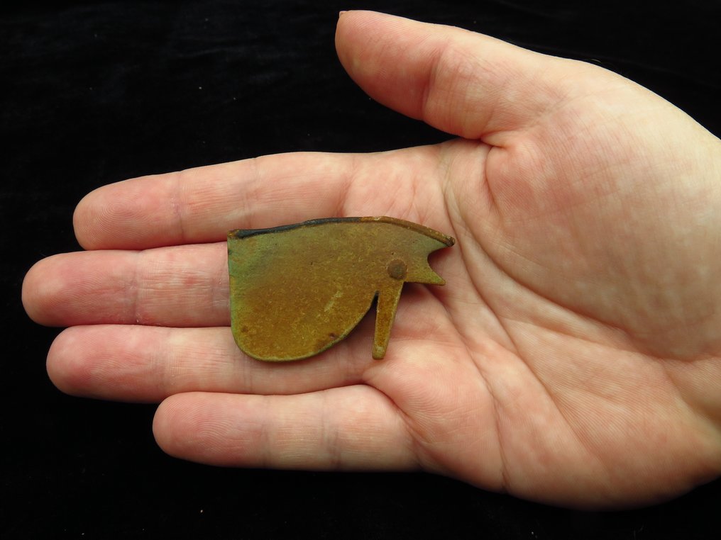 古埃及 Faience 霍鲁斯之眼/韦贾特护符 - 5 cm  (没有保留价) #1.0