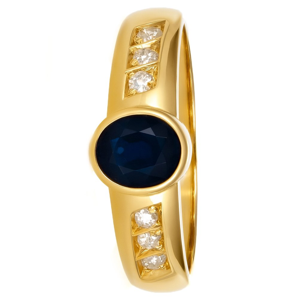 Bague - 18 carats Or jaune -  0.35ct. tw. Saphir - Diamant #2.1