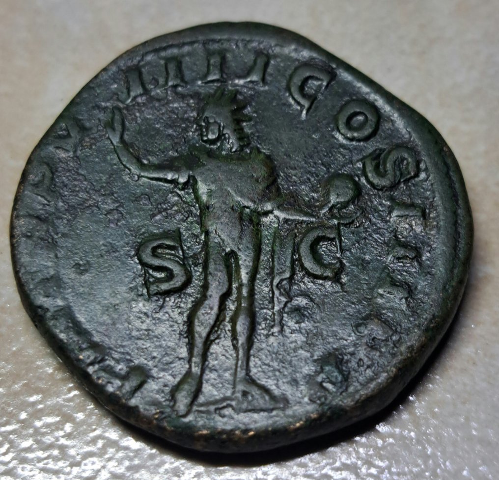 罗马帝国. 西弗勒斯·亚历山大 （公元222-235）. Sestertius Rome - Sol  (没有保留价) #1.0
