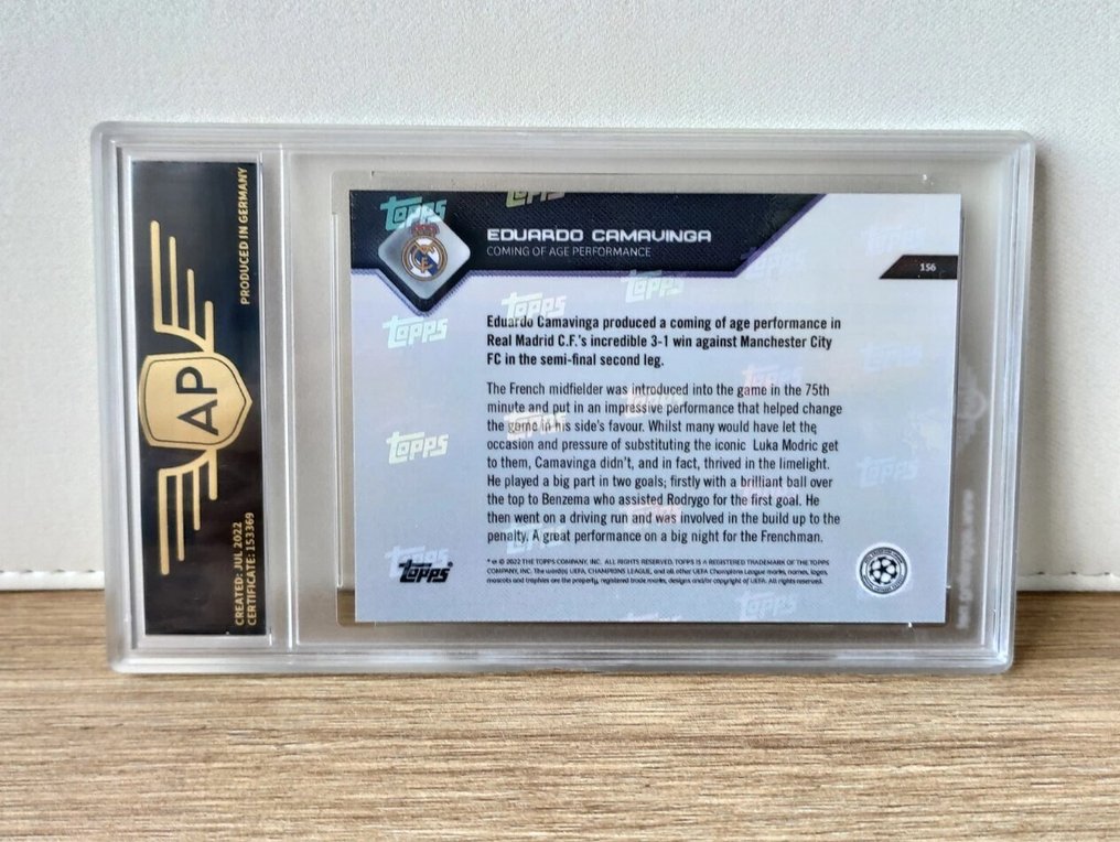 2022 Topps Now UCL Camavinga 82/99 Purple - AP Grading Graded card #2.1