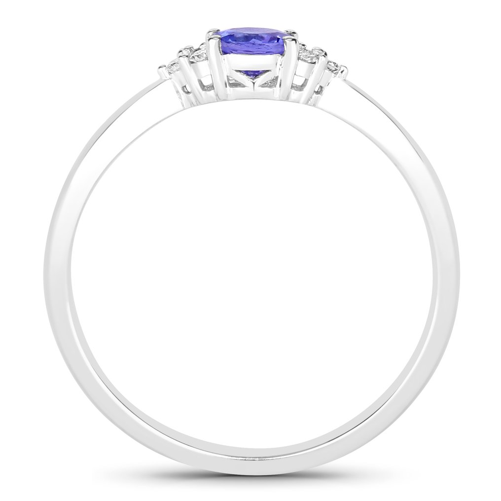 Δαχτυλίδι - 14 καράτια Λευκός χρυσός -  0.35ct. tw. Τανζανίτης - Διαμάντι #1.0