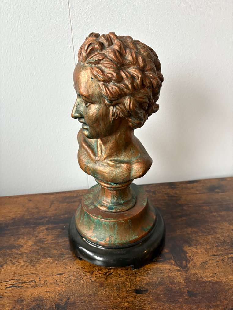 Ozdobny ornament - Messing/bronzen buste – gesigneerd ‘Lance’ – Frankrijk – ca. 1970–1980 – - Francja #3.2