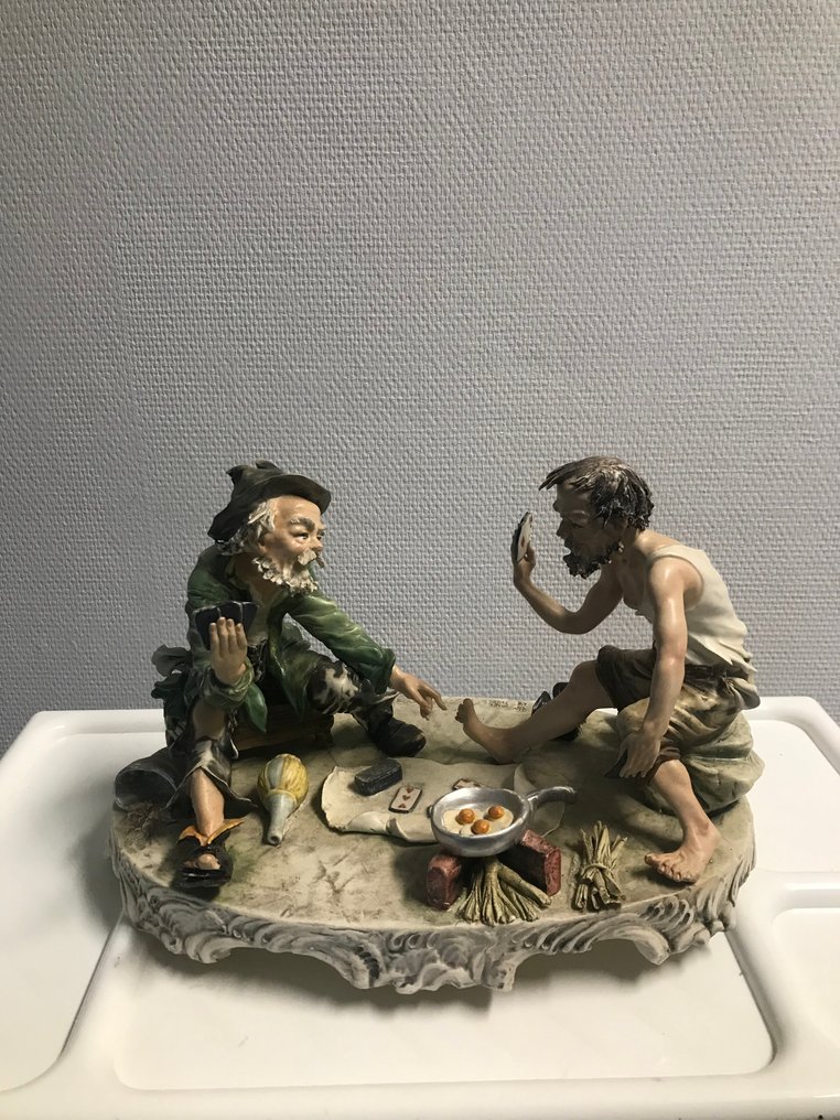 Capodimonte - Carlo Mollica - Statuette, Het Kaartspel - 22 cm - Porcelain #4.3