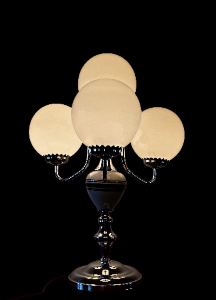 Table lamp - chromed metal, crystal #3.2