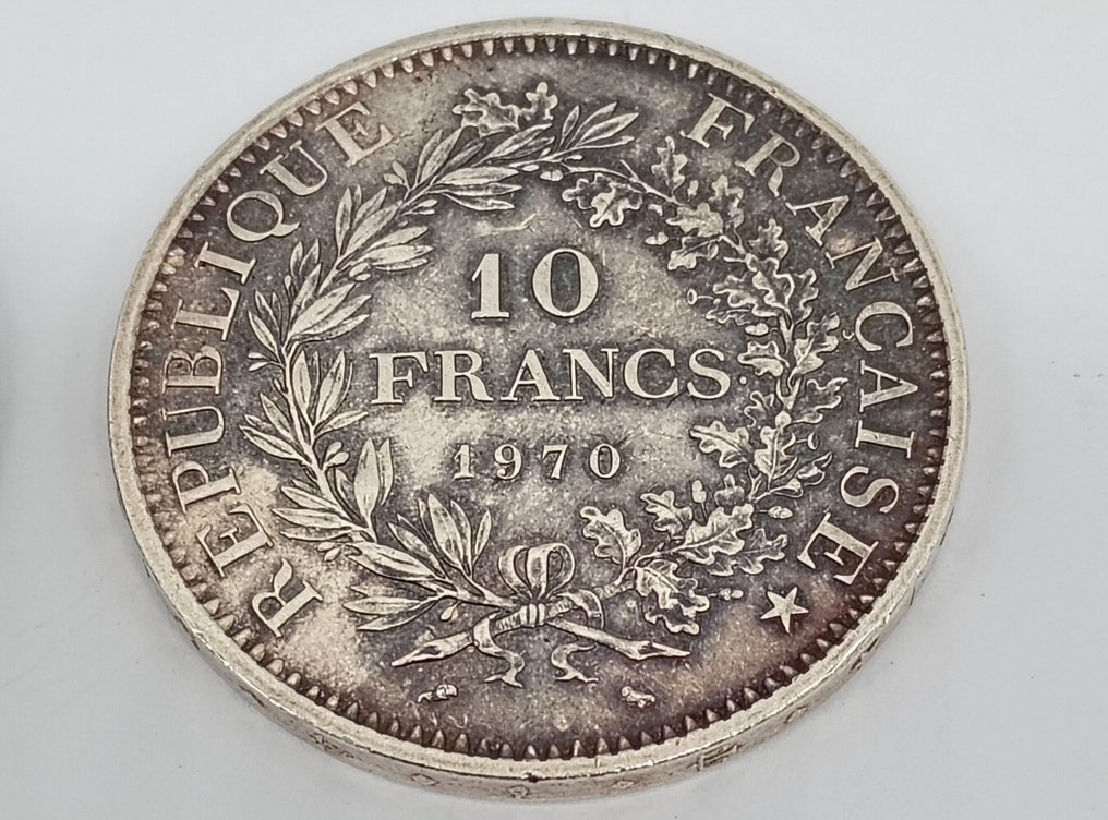 Frankrijk. 10 Francs 1967 e 1970 Hercule (lotto di 2 monete in argento)  (Zonder Minimumprijs) #4.3