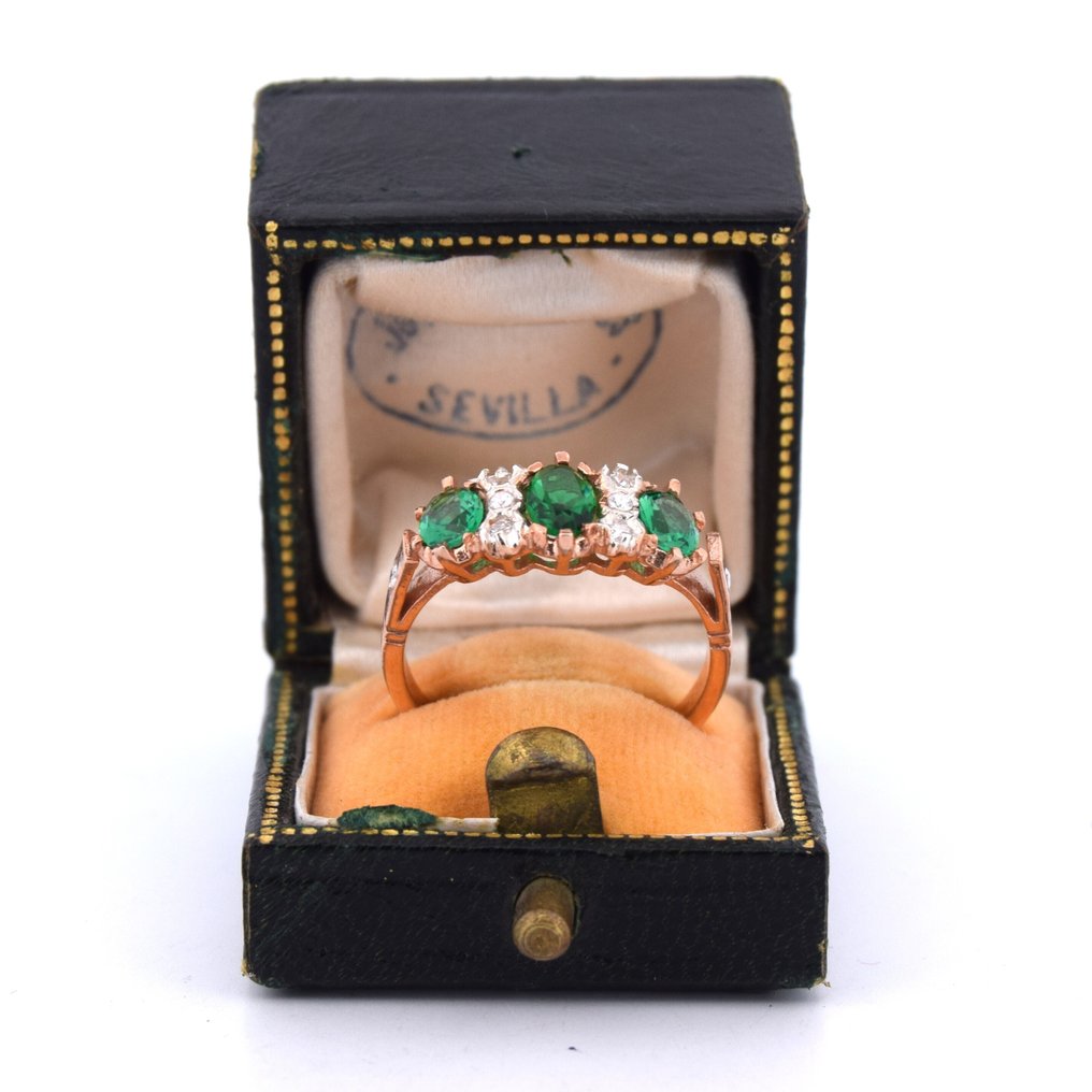 没有保留价 - 臂环 - 9 kt. 玫瑰金 -  1.72ct. tw. 祖母绿 - 钻石 #1.0