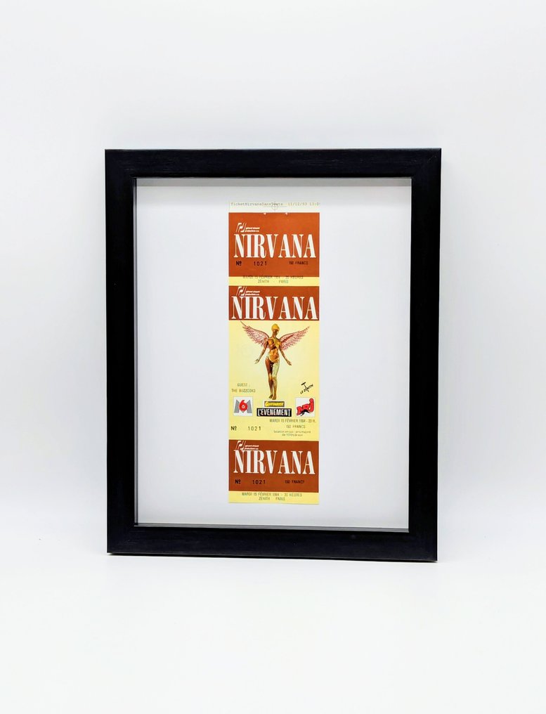 Nirvana - Concert ticket, Εισιτήριο συναυλίας In Utero Tour - Παρίσι, Γαλλία - 1994 - framed #2.1