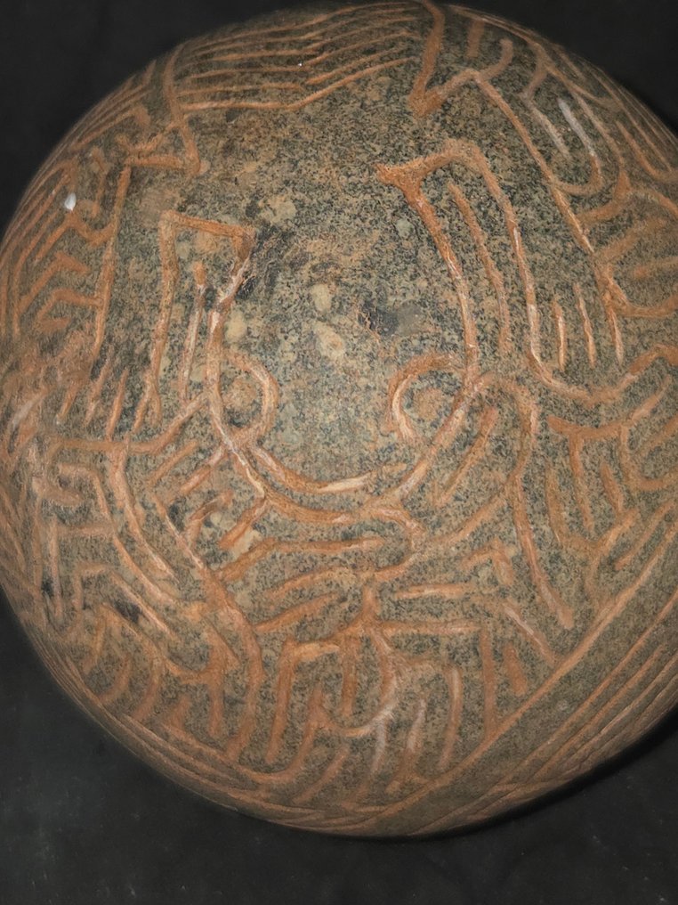 泰诺文化 小安的列斯群岛和大安的列斯群岛 pierre 石球 土著 batey 两栖动物装饰 - 10 cm #2.1