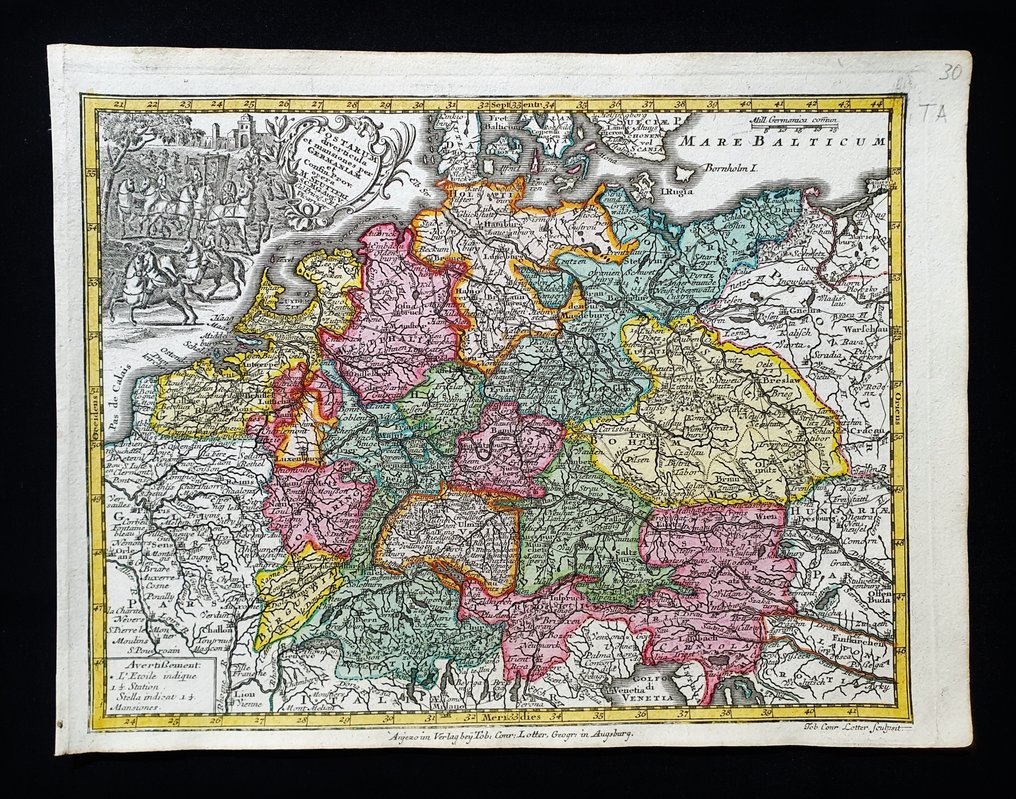 欧洲 - Germany / North-East Europe / Cologne / Berlin / Munchen / Stuttgart; Matthaus Seutter / C. Lotter - Postarum Diverticula et Mansionem per Germaniam et Cunfinis - 1721-1750 #1.0