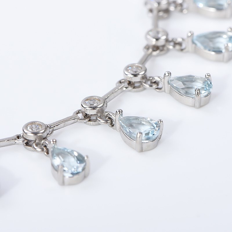 沒有保留價 - 點睛頸鏈 - 18 克拉 白金, 銀 - 4.95ct. tw. 黃玉 #4.3