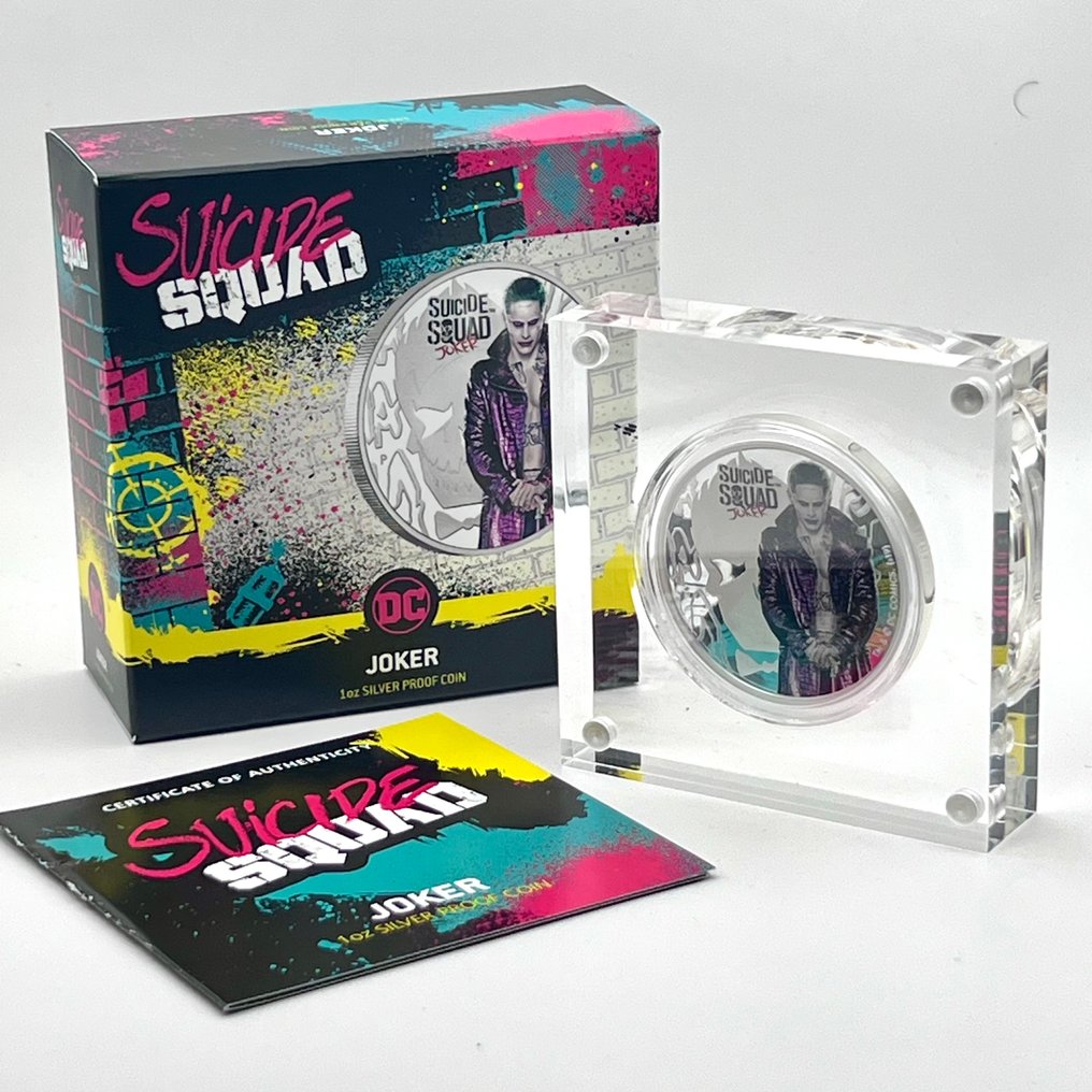 Tuvalu. 1 Dollar 2019 – Suicide Squad – Joker – 1 oz Silver coin – .999 – Proof / Colorized #1.0