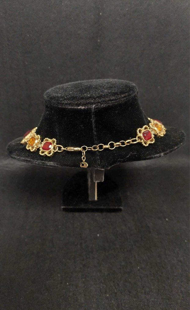 Christian Dior - Pierre précieuse synthétique - Plaqué or - Collier #4.3