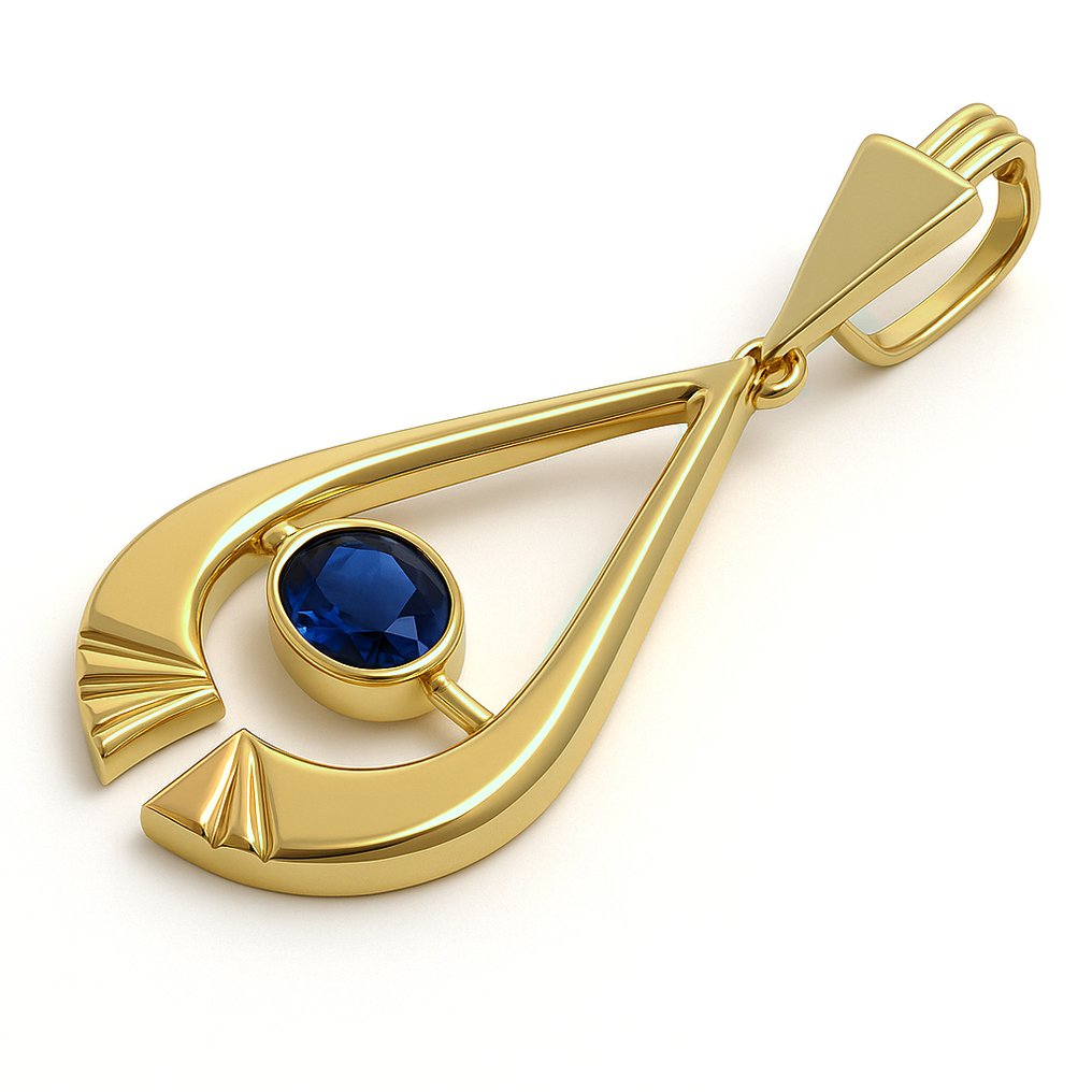 墜飾 - 18 克拉 黃金 -  0.85ct. tw. 藍寶石 #4.3