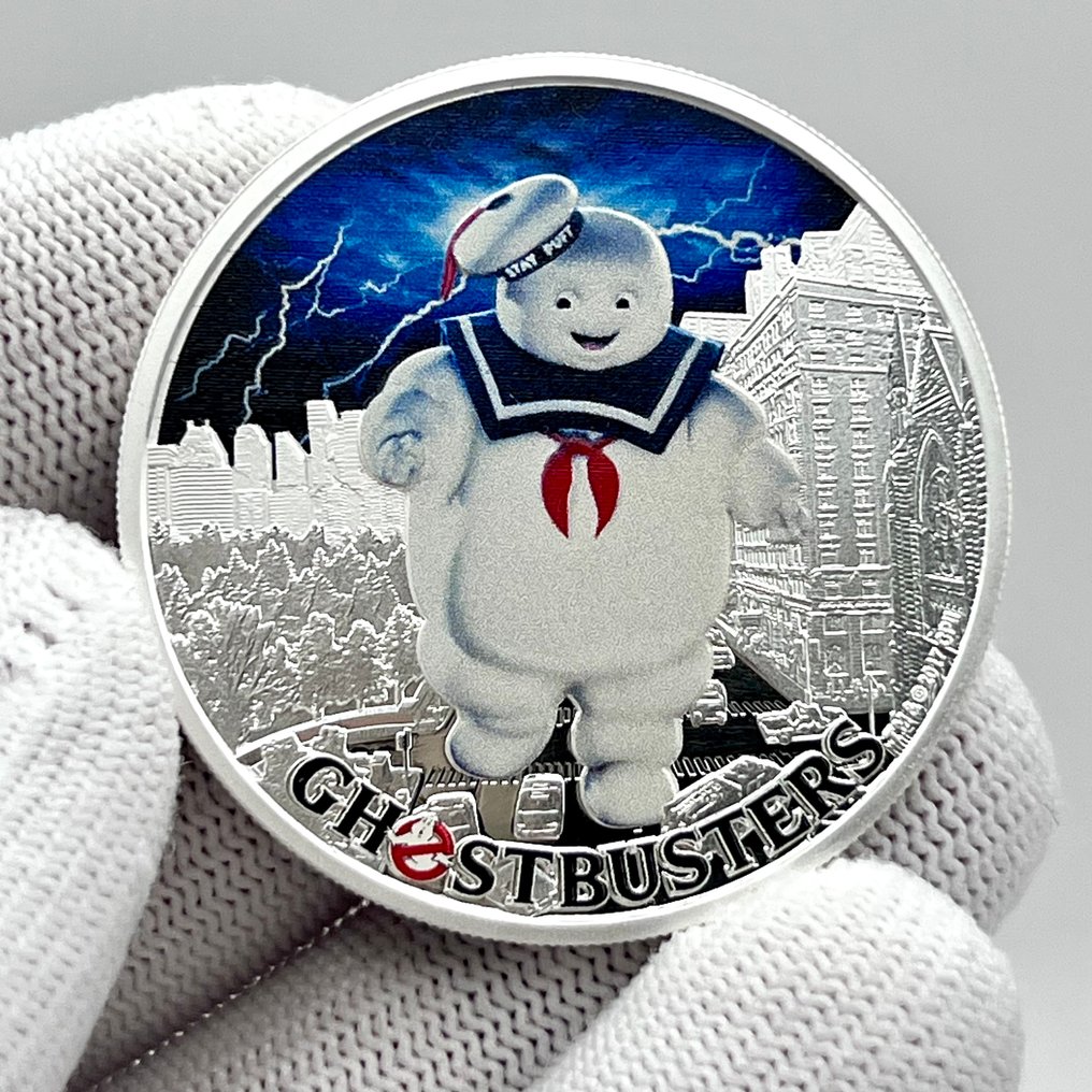 Tuvalu. 1 Dollar 2017 – Ghostbusters – Stay Puft Marshmallow Man – 1 oz Silver coin – .999 – Proof / Colorized #1.0