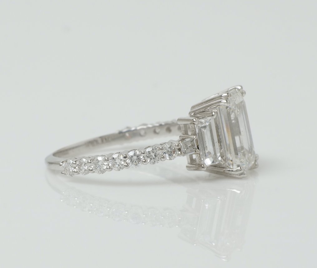 χωρίς τιμή ασφαλείας - Δαχτυλίδι αρραβώνων - 14 καράτια Λευκός χρυσός -  2.60ct. tw. Διαμάντι (Εργαστηριακής καλλιέργειας) - Διαμάντι - Δαχτυλίδι γάμου με σμαράγδι #3.2