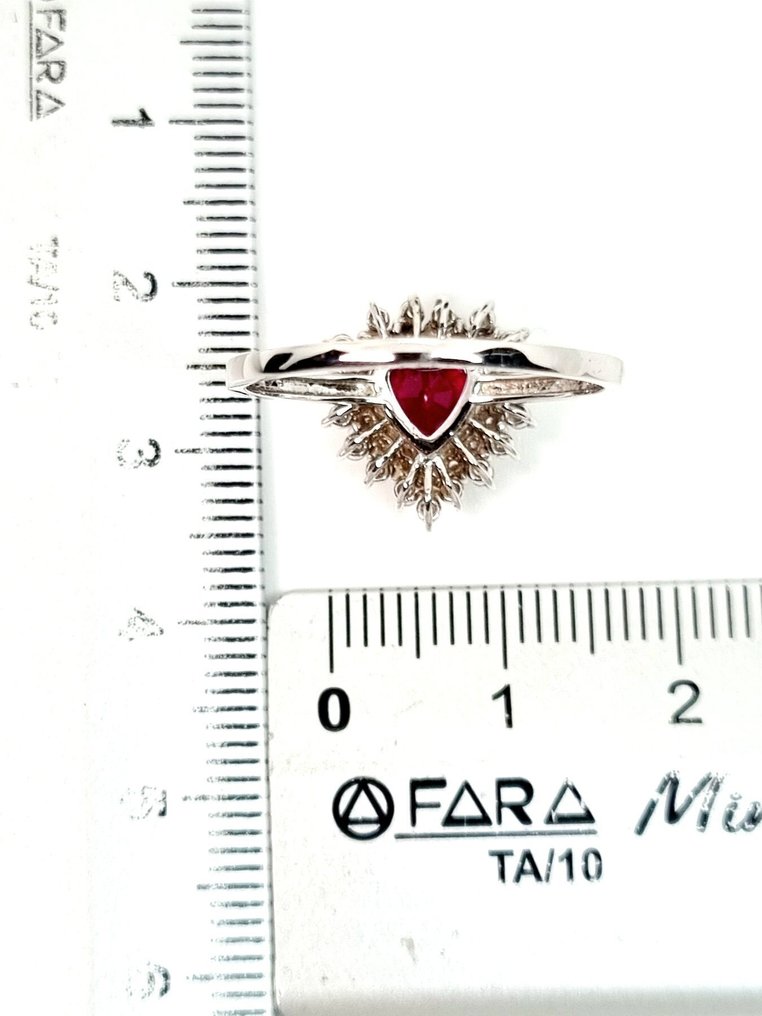 Gyűrű - 18 kt. Fehér arany Rubin - Gyémánt #4.3