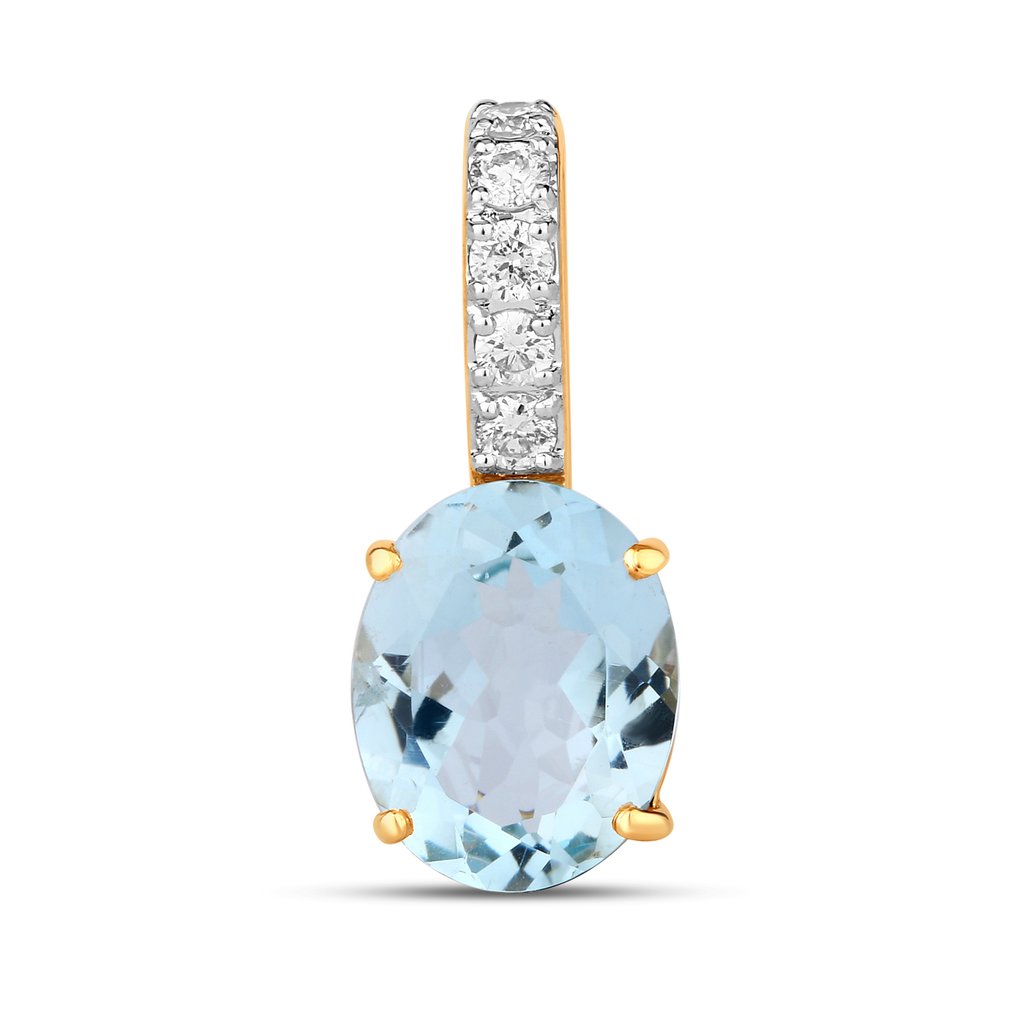 Κρεμαστό κόσμημα - 14 καράτια Κίτρινο χρυσό -  2.30ct. tw. Ακουαμαρίνης - Διαμάντι #1.0