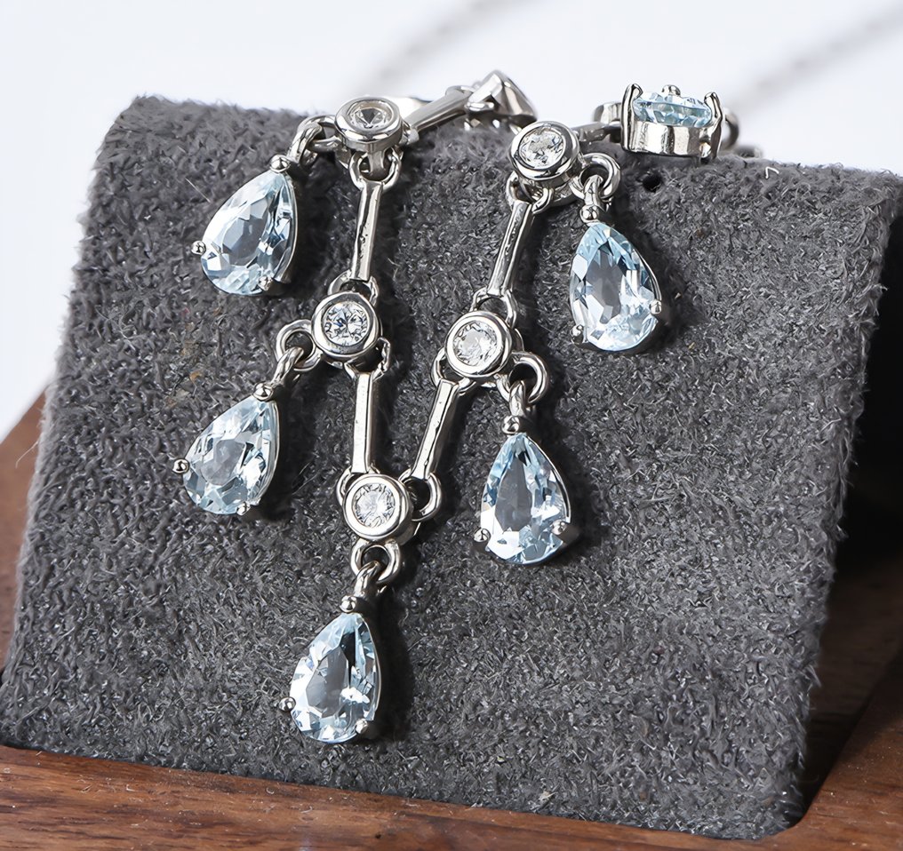 沒有保留價 - 點睛頸鏈 - 18 克拉 白金, 銀 - 4.95ct. tw. 黃玉 #3.2