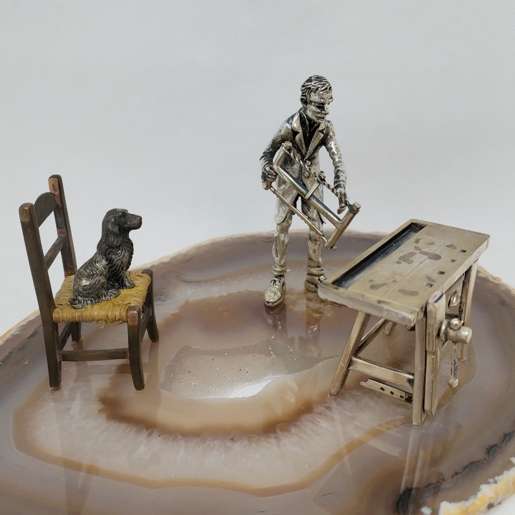 Statuetta, Bottega del Falegname - 9 cm - .800 argento #1.0