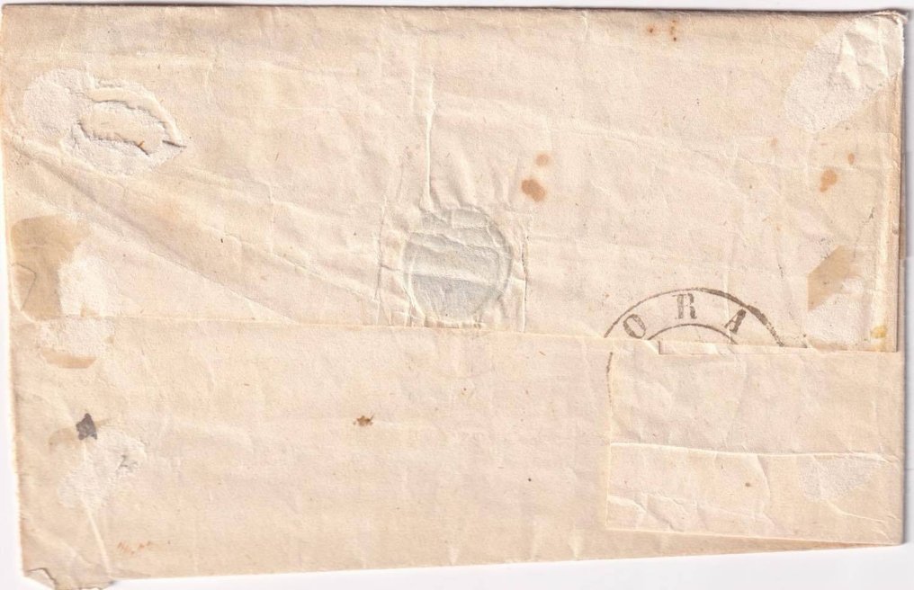 Αρχαία ιταλικά κράτη -  Τοσκάνη 1858 - 31 Μαρτίου 2 cr. Sass 13 μεγάλα περιθώρια σε υπερβολή από Radicofani κύκλος μη επαναλαμβανόμενος στο #1.0