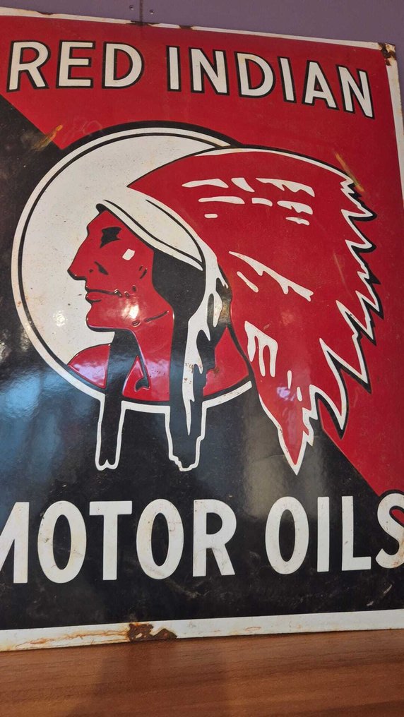 搪瓷广告牌 红印第安机油 - 标志 - 搪瓷 #4.3