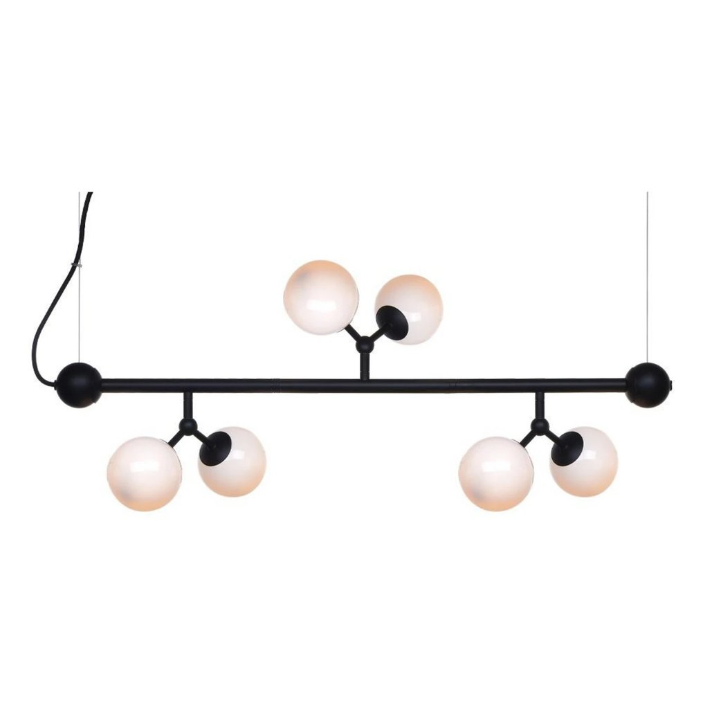 Michael Waltersdorff - Κρεμαστό φωτιστικό οροφής - Μενταγιόν Atom Mini Long Table – Μαύρο με όπελ γυαλί - Μέταλλο, Γυαλί #1.0