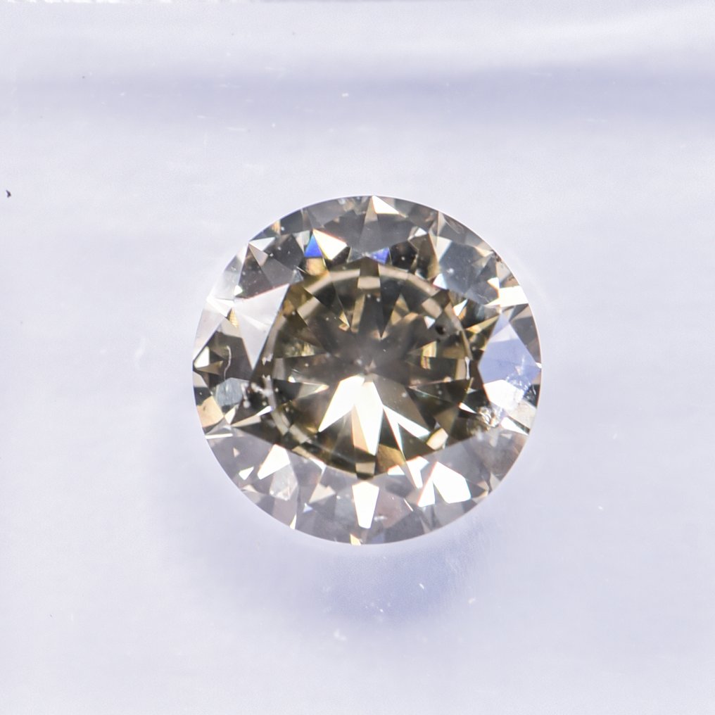 χωρίς τιμή ασφαλείας - 1 pcs Διαμάντι (Φυσικού χρώματος) - 1.12 ct - Στρογγυλό - Fancy Πρασινωπό, Γκριζωπό Κίτρινο - SI2 - International Gemological Institute (IGI) - ΒΓ #3.2