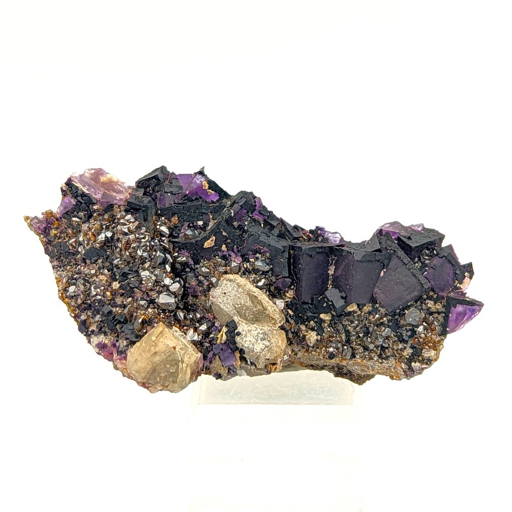 萤石紫色和闪锌矿宝石，美国 矩陣晶體 - 高度: 104 mm - 闊度: 51 mm- 118 g #2.1