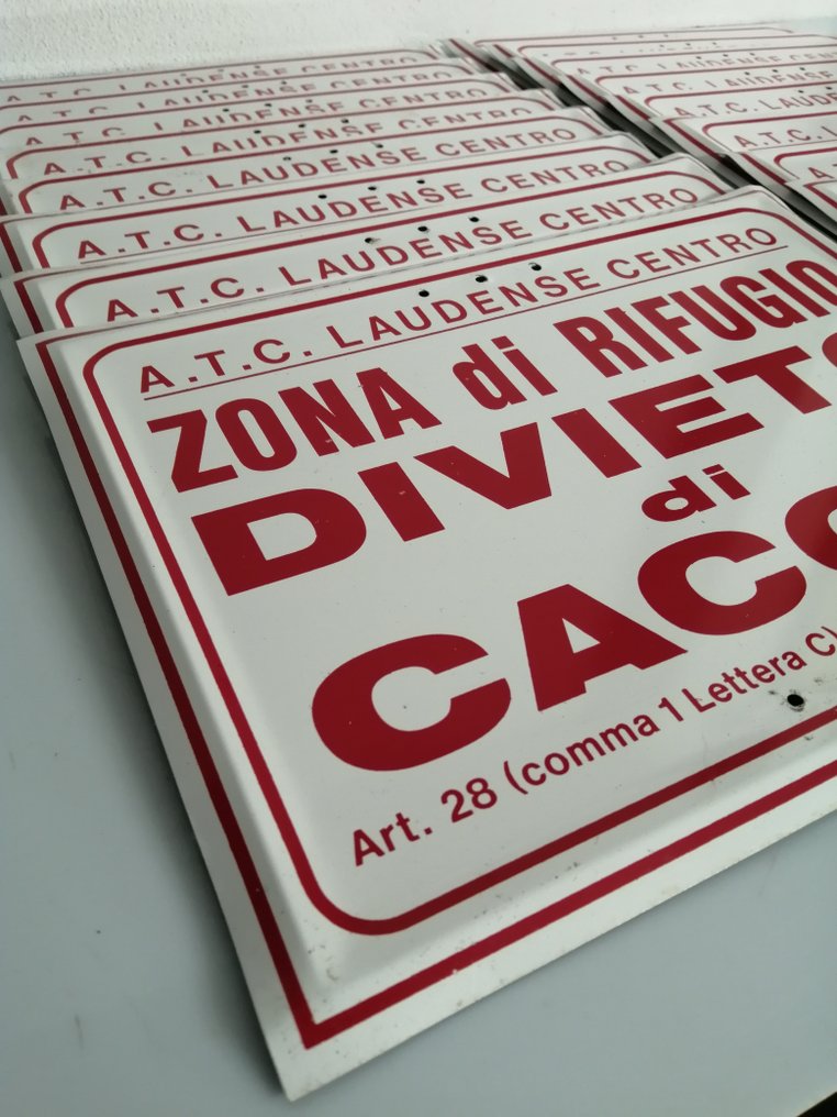 Sign - 16x Segnale Stradale - Divieto/Caccia - 1970s #2.1