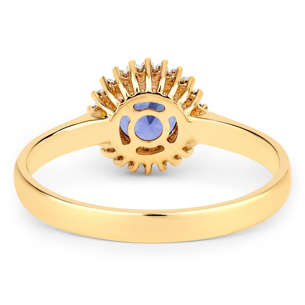 戒指 - 14K包金 黄金 -  1.07ct. tw. 坦桑石 - 钻石 #2.1