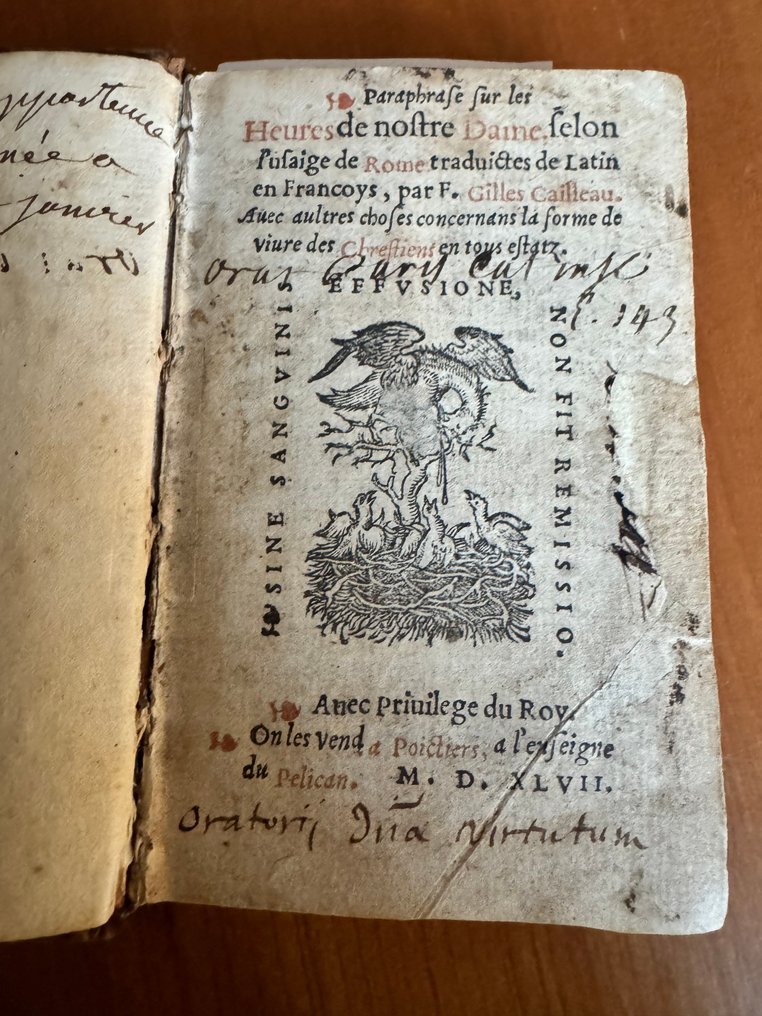 F. Gilles Cailleau - Paraphrase sur les Heures de Nostre Dame, selon l’usage de Rome (Provenance remarquable) - 1547 #1.0