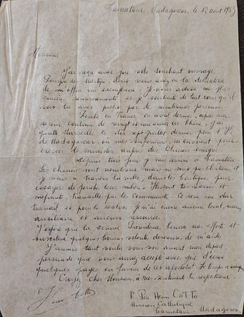 [Archives du Colonel Rémy (1904-1984)] - 50 documents signés [religion – résistance] - 1950 #2.1