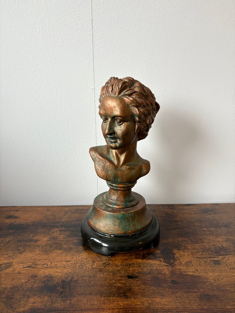 Ozdobny ornament - Messing/bronzen buste – gesigneerd ‘Lance’ – Frankrijk – ca. 1970–1980 – - Francja #1.0