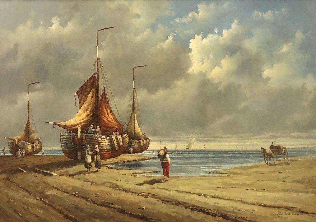 Hendrik Vader (1928-1997) - Le Retour de la Pêche à Zelande (D'après François Etienne Musin) - XL #1.0