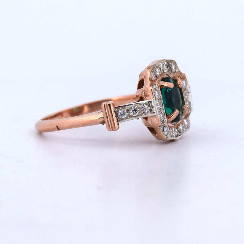 沒有保留價 - 臂環 - 9 節 玫瑰金 - 1.35ct. tw. 祖母綠 - 鉆石 #4.3