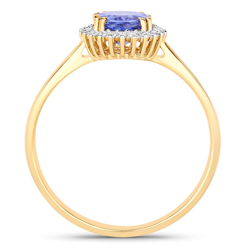 戒指 - 14K包金 黄金 -  1.07ct. tw. 坦桑石 - 钻石 #4.3