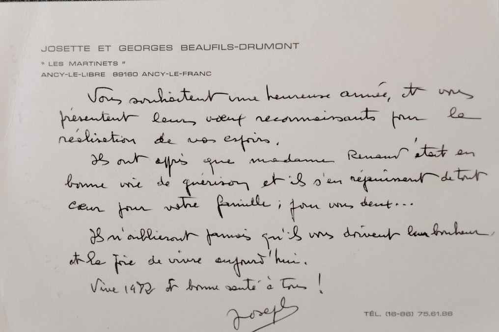 France - Typed letter signed (TLS) - [Archives du Colonel Rémy (1904-1984)] — 74 documents signés [Armée – Résistance – Officiers] - 1970 #4.3