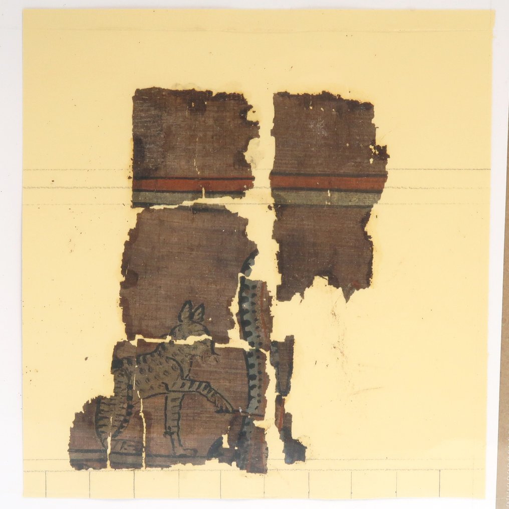 古埃及 Papyrus 带有Amun-Re作为一只猫杀死黑暗之神Apophis（蛇）的碎片 #2.1