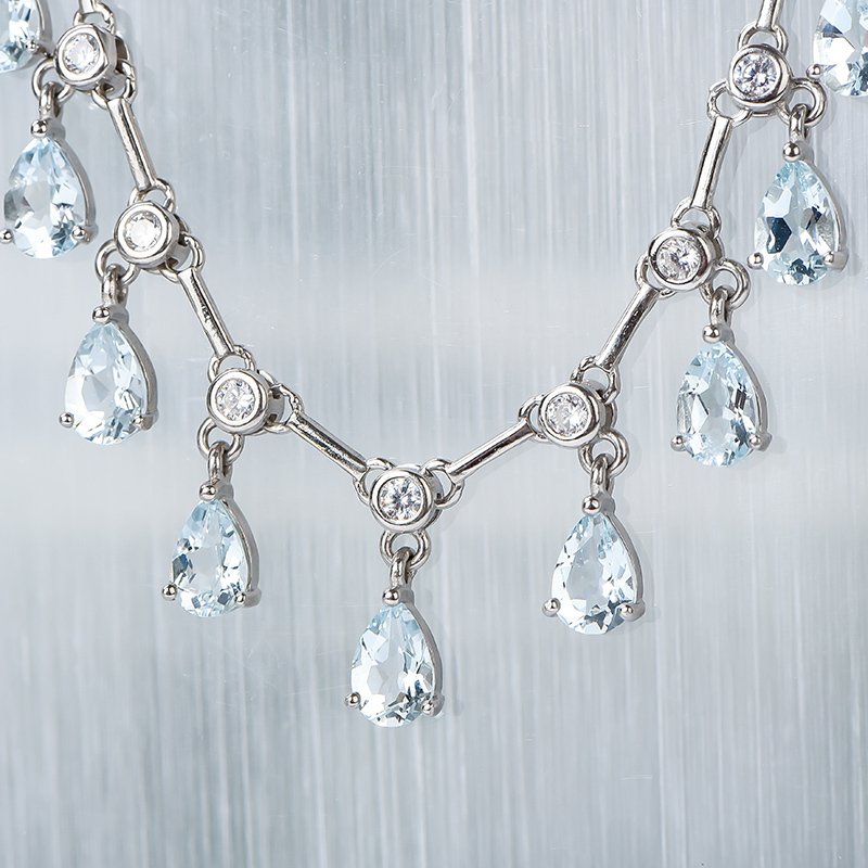 沒有保留價 - 點睛頸鏈 - 18 克拉 白金, 銀 - 4.95ct. tw. 黃玉 #2.1