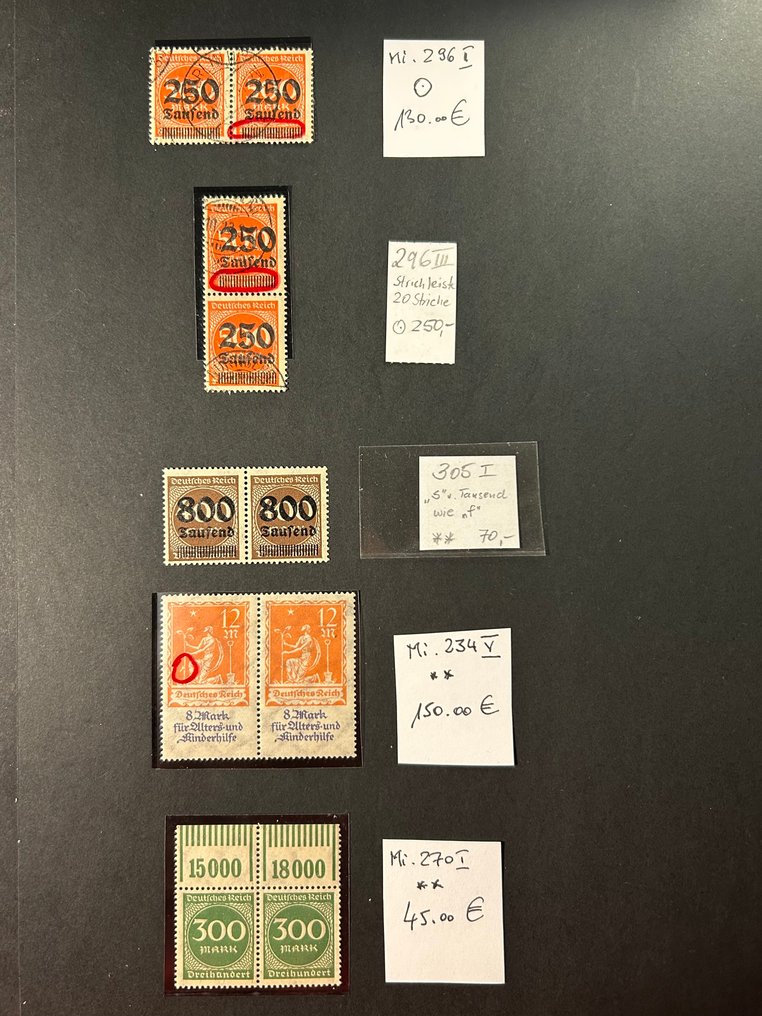 German Empire 1921/1923 - Collection of German Reich stamps with documented plate and overprint errors (1921–1923) #1.0