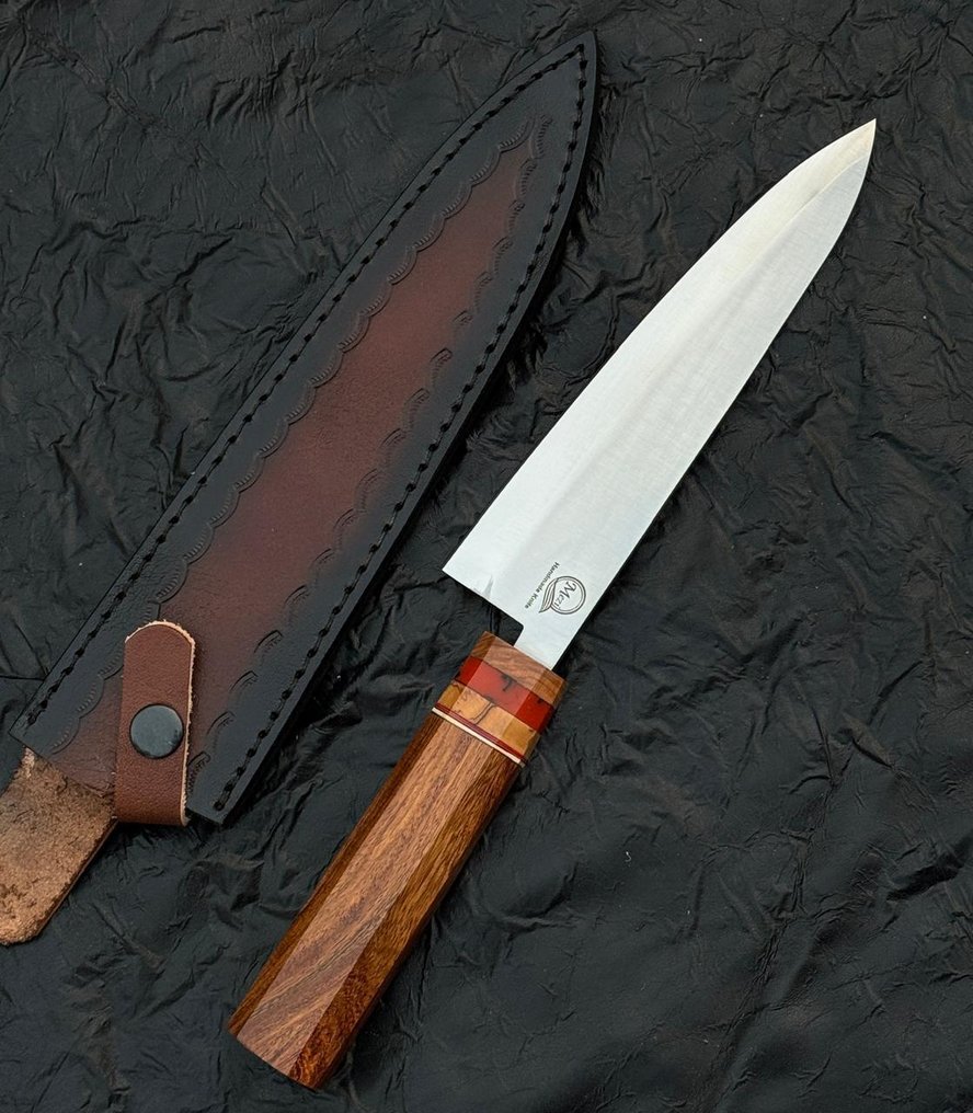 厨刀 -  厨房刀具 - 手工刀，不锈钢12c27厨师刀，配有木质手柄 - 亚洲 - 木头 - 亚洲 #2.1