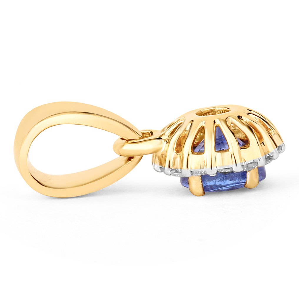 吊坠 - 14K包金 黄金 - 0.36ct. tw. 坦桑石 - 钻石 #4.3