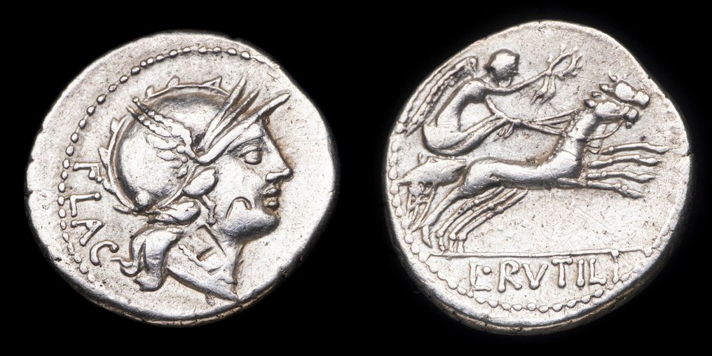 Ρωμαϊκή Δημοκρατία. L. Rutilius Flaccus (77 b. C.). Denarius Rome  (χωρίς τιμή ασφαλείας) #1.0