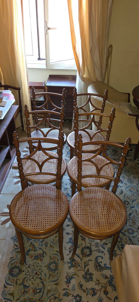 Καρέκλα (6) - Ξύλο - 6 αντίκες καρέκλες. #1.0