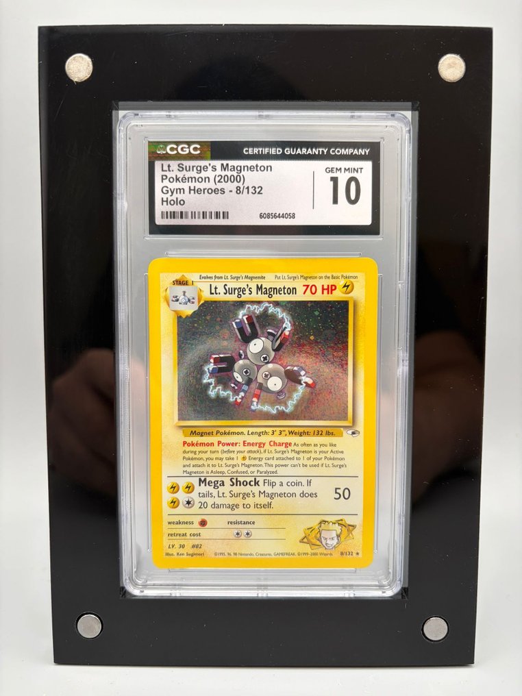 Pokémon Graded card - Lt. Surge's Magneton Holo - CGC 10 - WOTC - Gym Heroes #1.0